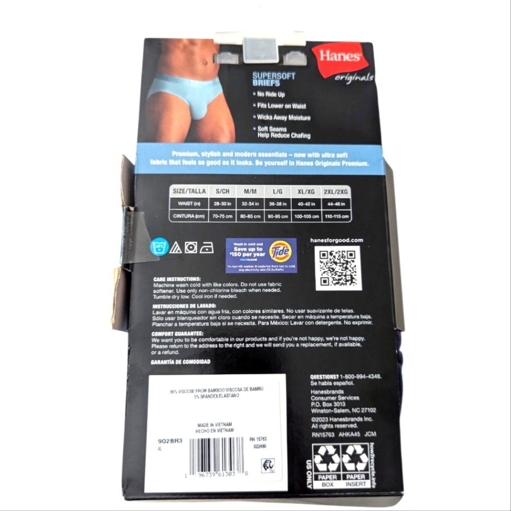 Hanes Premium Super Soft Boxer Briefs 3 Pack New In Box Black & Blue Size XL - Picture 2 of 7